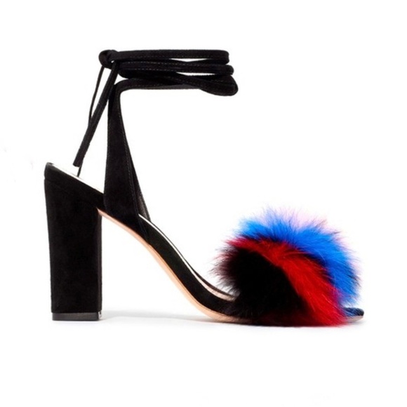 Loeffler Randall fox fur sandals